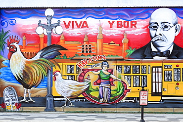 Mural by Chico in Ybor City Historic District, Tampa, Florida, United States of America, North America