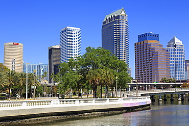 Tampa skyline and Hillsborough River, Tampa, Florida, United States of America, North America