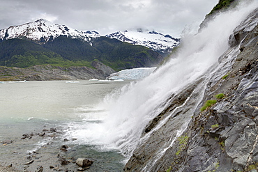 Nugget Falls at Mendenhall Glacier, Juneau, Alaska, United States of America, North America 