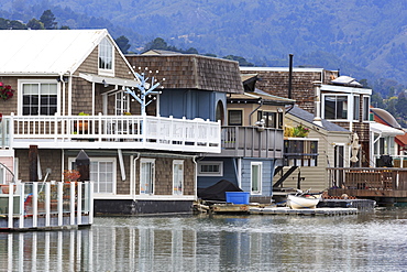 Houseboats in Sausalito, Marin County, California, United States of America, North America