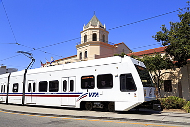 Municipal Auditorium and Light Rail, San Jose, California, United States of America, North America