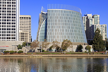 Cathedral of Christ the Light and Lake Merritt, Oakland, California, United States of America, North America