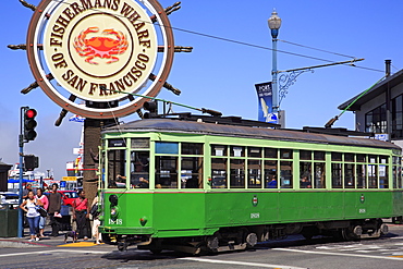 Trolley in Fisherman's Wharf, San Francisco, California, United States of America, North America