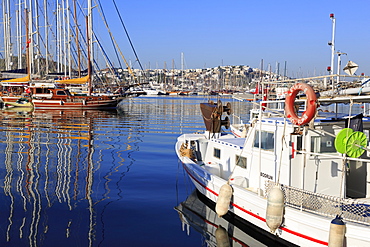 Boats in Bodrum Harbor, Anatolia, Turkey, Asia Minor, Eurasia