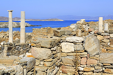 Delos archaeological ruins, UNESCO World Heritage Site, Delos, Cyclades, Greek Islands, Greece, Europe