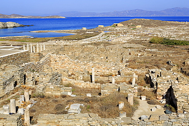 Delos archaeological ruins, UNESCO World Heritage Site, Delos, Cyclades, Greek Islands, Greece, Europe