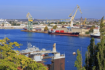 Cargo ship in South Harbour, Sevastopol, Crimea, Ukraine, Europe