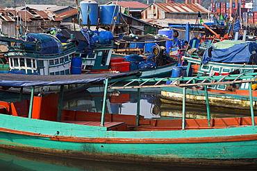 Fishing village in Sihanoukville Port, Sihanouk Province, Cambodia, Indochina, Southeast Asia, Asia