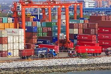 Containers in Laem Chabang Port, Laem Chabang City, Thailand, Southeast Asia, Asia