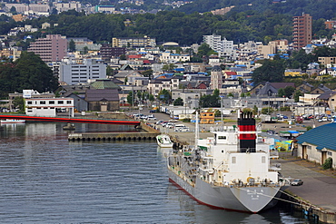 Cargo ship, Otaru Port, Hokkaido Prefecture, Japan, Asia