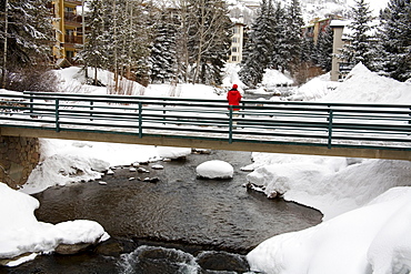 Bridge over Gore Creek, Vail Ski Resort, Rocky Mountains, Colorado, United States of America, North America