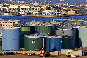 Storage tanks, Port of Le Havre, Normandy, France, Europe