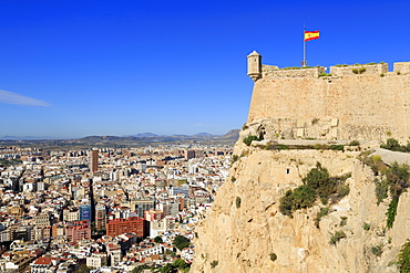 Santa Barbara Castle and city, Alicante, Spain, Europe