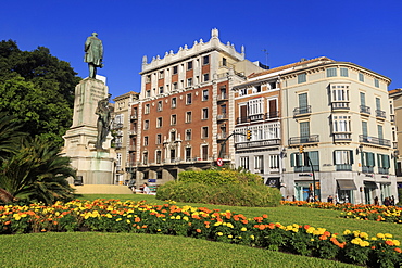 Monument, Alameda Principal Street, Malaga, Andalusia, Spain, Europe