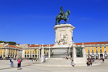 King Jose Monument, Praca do Comercia, Lisbon, Portugal, Europe