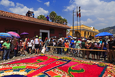 Alfrombras for Holy Week Procession, Antigua City, Guatemala, Central America