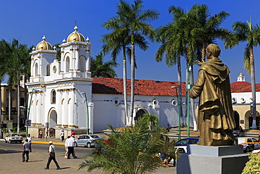 San Agustin Church and Hidalgo statue, Main Square, Tapachula City, State of Chiapas, Mexico, North America