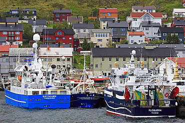 Fishing boats, Honningsvag Town, Mageroya Island, Finnmark County, Norway, Scandinavia, Europe