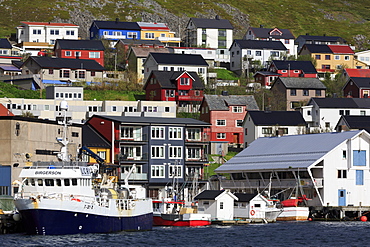 Fishing boats, Honningsvag Town, Mageroya Island, Finnmark County, Norway, Scandinavia, Europe