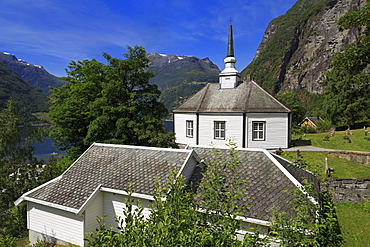 Geiranger Village Church, More og Romsdal County, Norway, Scandinavia, Europe