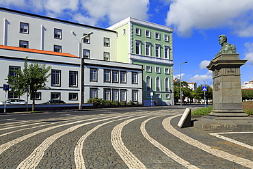 Theofilo Braga Bust, Ponta Delgada City, Sao Miguel Island, Azores, Portugal, Atlantic, Europe