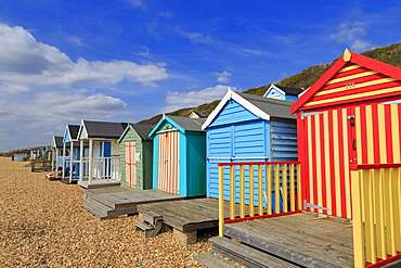 Beach huts, Milford on Sea, Hampshire, England, United Kingdom, Europe