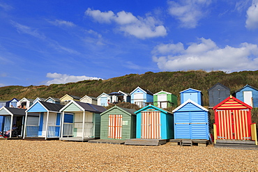 Beach huts, Milford on Sea, Hampshire, England, United Kingdom, Europe