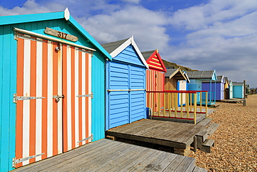 Beach huts, Milford on Sea, Hampshire, England, United Kingdom, Europe