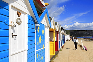 Beach huts, Swanage Town, Isle of Purbeck, Dorset, England, United Kingdom, Europe