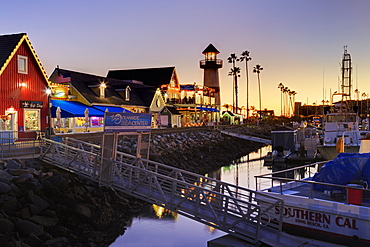 Oceanside Harbour Village at sunset, San Diego County, California, United States of America