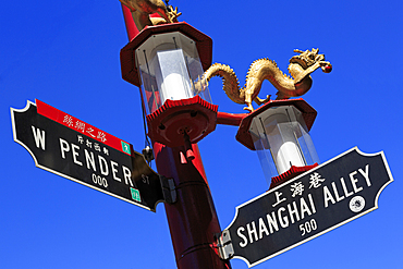 Street light in Chinatown, Vancouver City, British Columbia, Canada, North America