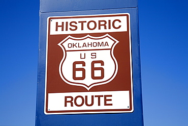 Sign on Historic Route 66, Downtown Tulsa, Oklahoma, United States of America, North America