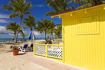 Beach cabana, Princess Cays, Eleuthera Island, Bahamas, West Indies, Central America