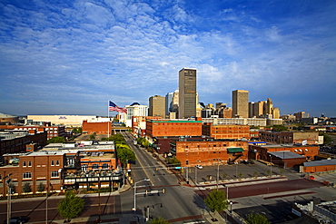 Oklahoma City viewed from Bricktown District, Oklahoma, United States of America, North America