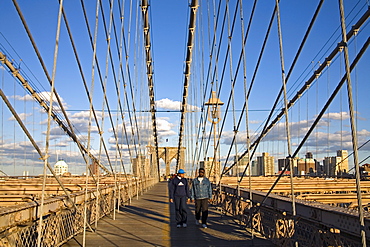 Brooklyn Bridge viewed from Lower Manhattan side, New York City, New York, United States of America, North America