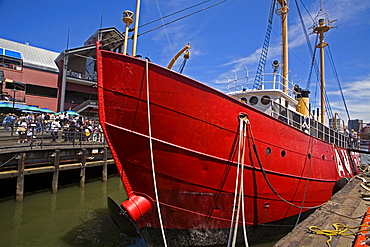 Ambrose Lightship, South Street Seaport Museum, Lower Manhattan, New York City, New York, United States of America, North America