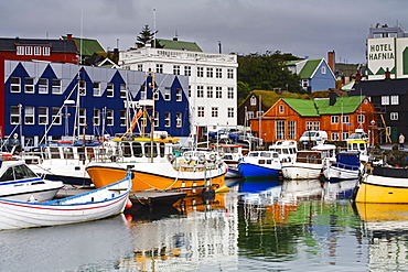 Small boat harbor, Port of Torshavn, Faroe Islands (Faeroes), Kingdom of Denmark, Europe