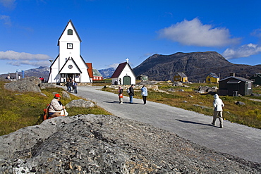 Port of Nanortalik church, Island of Qoornoq, Province of Kitaa, Southern Greenland, Kingdom of Denmark, Polar Regions