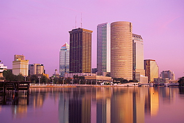 City skyline and Hillsborough River, Tampa, Florida, United States of America, North America