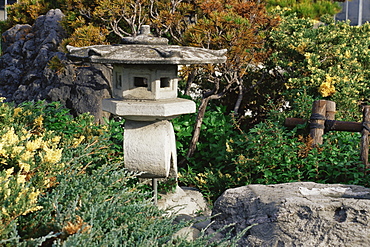 Garden, Buddhist church, Betsuin, Japantown, San Jose, California, United States of America, North America