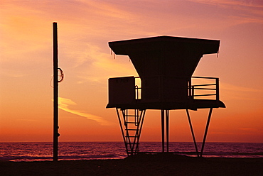 Lifeguard tower, Venice Beach, Los Angeles, California, United States of America, North America