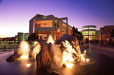 Courtyard fountain, Getty Center, Los Angeles, California, United States of America, North America