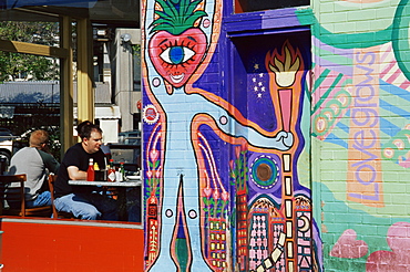 Mural by Precita Eyes, on Bagdad Cafe, Castro District, San Francisco, California, United States of America, North America