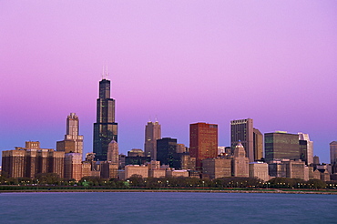 City skyline and Sears Tower, Chicago, Illinois, United States of America, North America