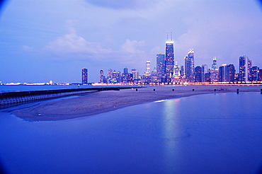 North Avenue Beach and Hancock Tower, Chicago, Illinois, United States of America, North America