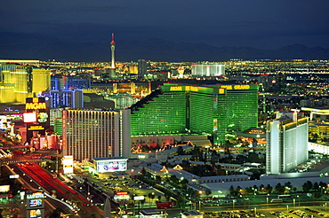 View of the Strip from the Mandalay Bay Resort and Casino, Las Vegas, Nevada, United States of America, North America