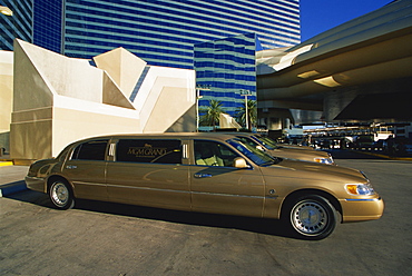 Limousines outside the MGM Grand Hotel and Casino, Las Vegas, Nevada, United States of America, North America