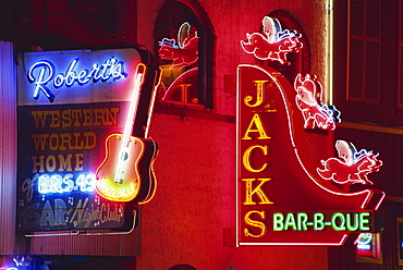 Neon saloon sign on Broadway Street, Nashville, Tennessee, United States of America, North America