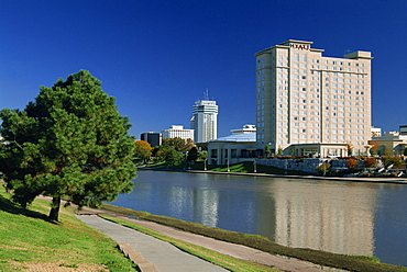 Big Arkansas River and city skyline, Wichita, Kansas, United States of America, North America