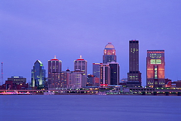 City skyline and Ohio River, Louisville, Kentucky, United States of America, North America